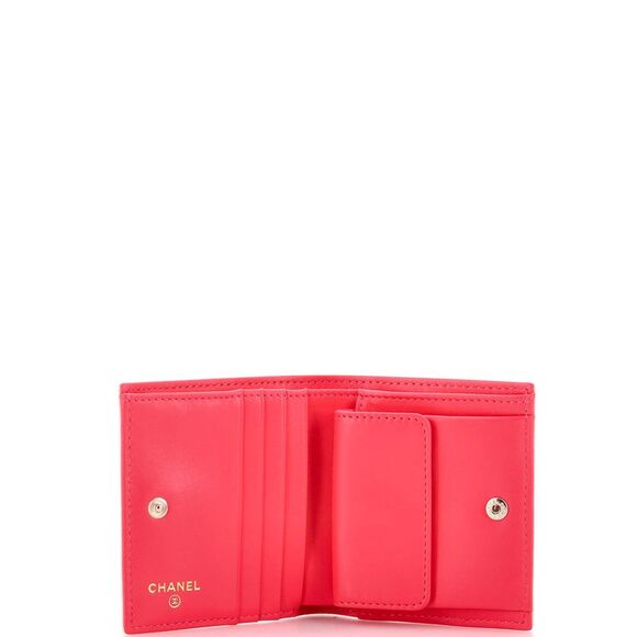 Chanel Textured CC Bifold Wallet Quilted Caviar Compact White - Picture 5 of 6